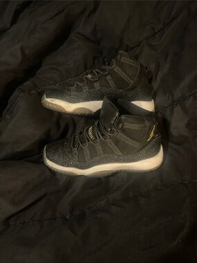 Jordan Black & Glitter/Textured High-Top Sneakers